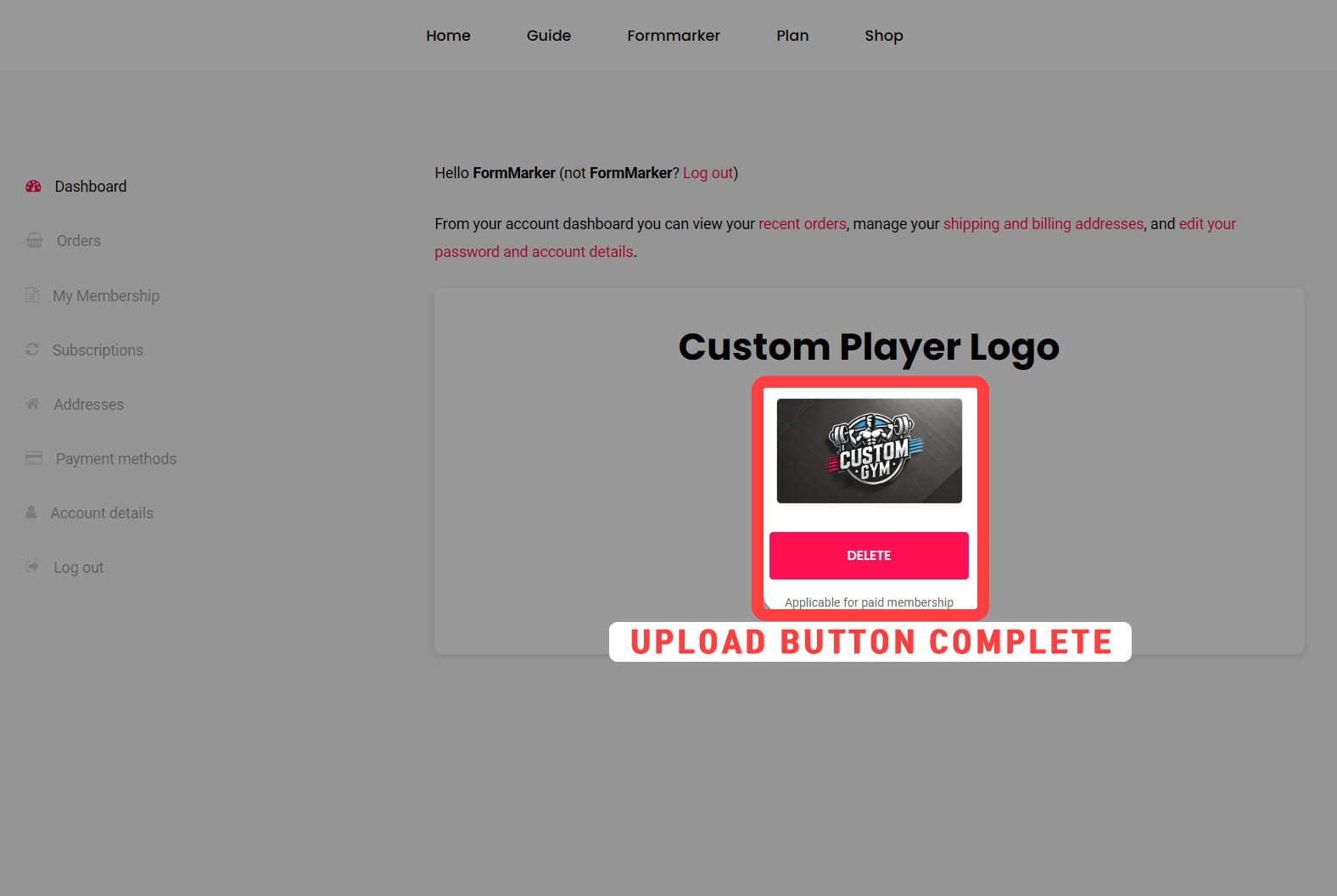 Custom Player Logo Upload